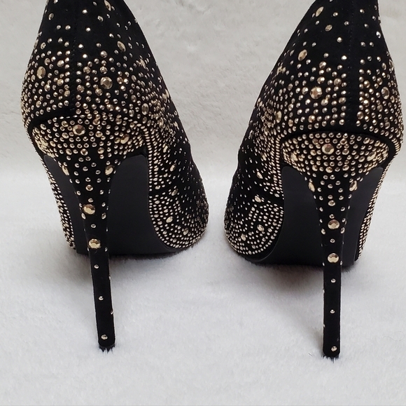 LILIANA Parish 2 Black Gold Studded Pointed Toe 5 Inch Heels Stiletto Pumps 8.5 - Picture 11 of 16